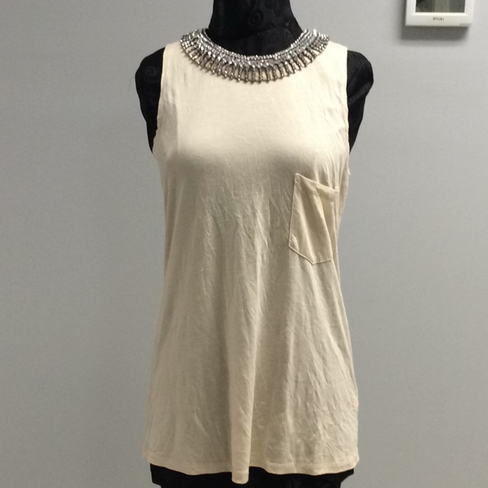 Haute Hippie Silk sleeveless blouse w/rhinestones